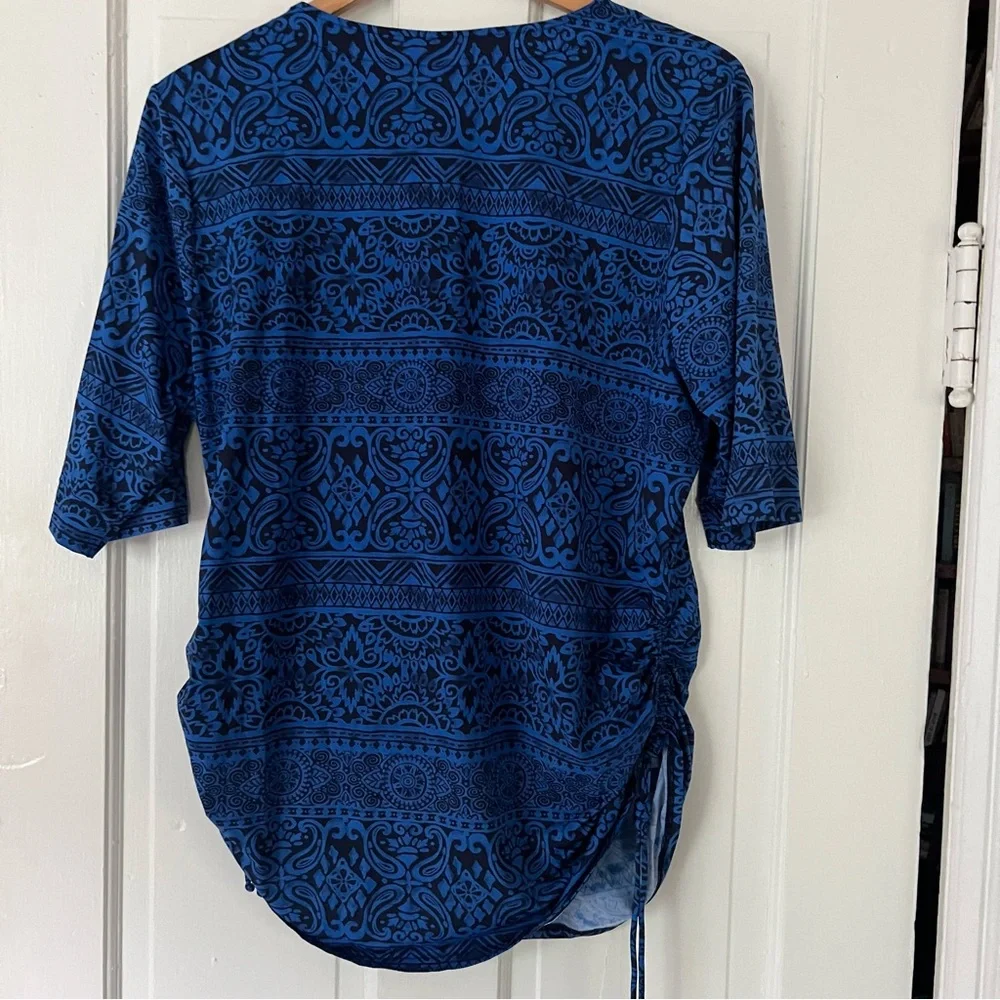 LANDS END Blue Black Patterned Coverup Size XL - Picture 2 of 8
